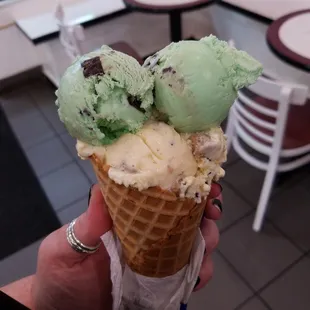Mint chocolate chip &amp; cookie dough. Yum!!