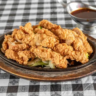 a plate of fried chicken