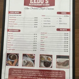 sushi and sashimi, menu