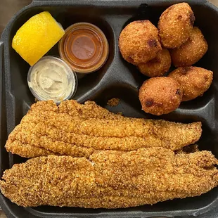 Filet-of-sole with hush puppies
