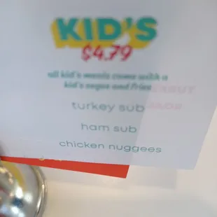 a menu for a chicken nuggies restaurant
