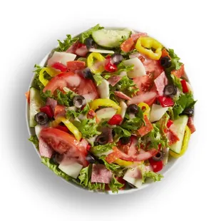 a plate of salad on a white background