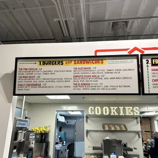 Burger and sandwich menu