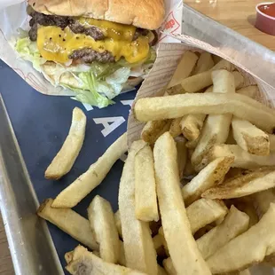 The dually with cheddar cheese and fries