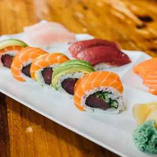 a plate of sushi