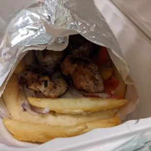 Pork Souvlaki on Pita Sandwich