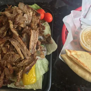 Greek Salad w/ Gyros &amp; Warm Pita Bread