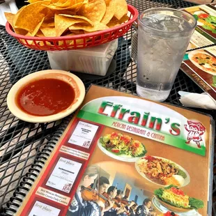 Efrain&apos;s menu and chips with salsa...  photo by Jeremiah Christopher