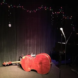 a cello and microphone