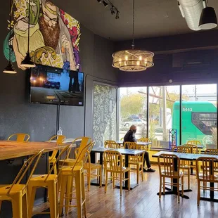 Bright high-contrast dining room