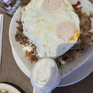 Greek breakfast skillet - never seen this on a menu so I gave it a try. SO good!