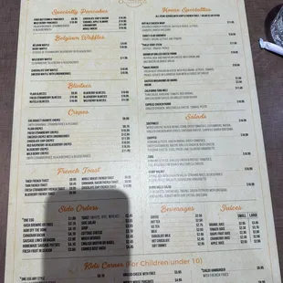 Menu side 1
