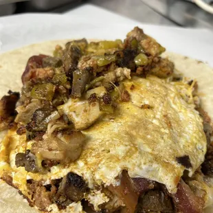 Meat tornado breakfast burrito