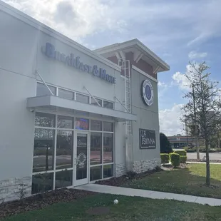 Outside facing parking lot.