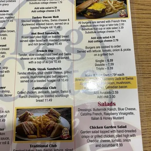 the menu of the restaurant