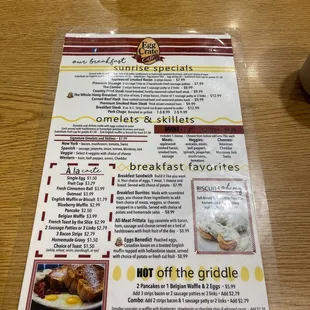 Breakfast menu