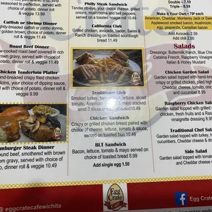 the menu of the restaurant