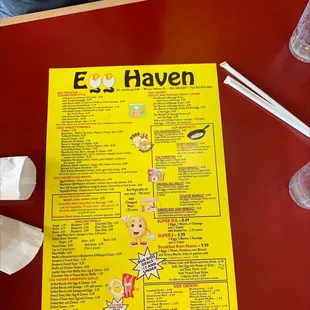 Breakfast menu