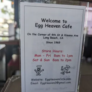 a sign on the counter