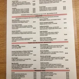 Breakfast menu