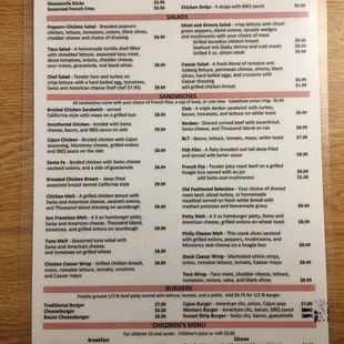 Lunch menu