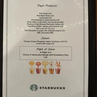 Drinks menu
