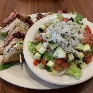 Club sandwich with house salad.