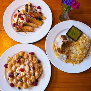 French toast, Bubble waffle, Burrito