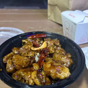 Orange peel chicken! Fresh, hot, and delicious!
