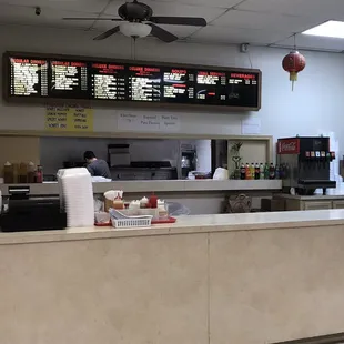 the inside of a fast food restaurant