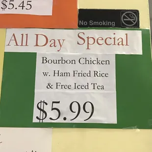 prices for all day special