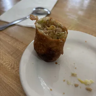 Egg roll cut in half