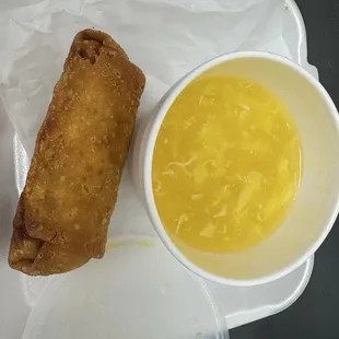 Egg Roll and egg drop soup