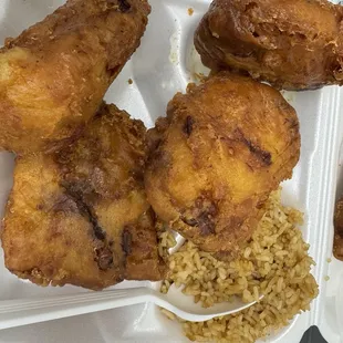 Garlic fried chicken with fried rice