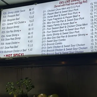 menu