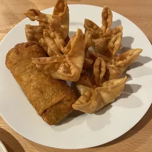 Shrimp eggroll, and Crab Rangoon