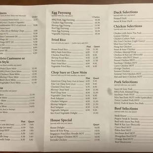 menu