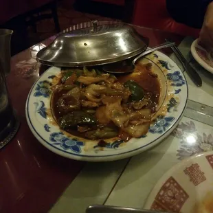 Wrong vegetables. Sauce wasn't done correctly. However, nice touch with the stainless steel dish lid to keep the food hot whilst serving.