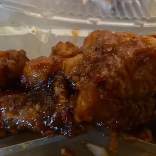 a close up of a piece of chicken