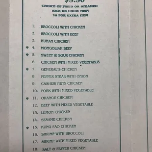menu