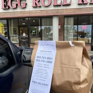 To go food order from Egg Roll King.