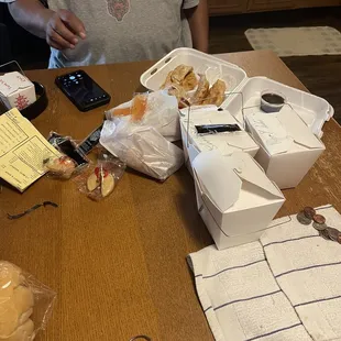 Egg Roll, Crab Ragoon, Pot stickers, Egg Foo Young, Shrimp Lo Mein, Beef with Broccoli