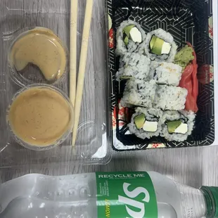R5. Avocado Roll. bottled sprite