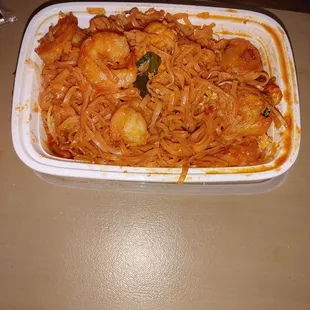 This is supposed to be Shrimp pad thai. Worst I have ever gotten over 40 years!! 48.00..and could not eat my meal.