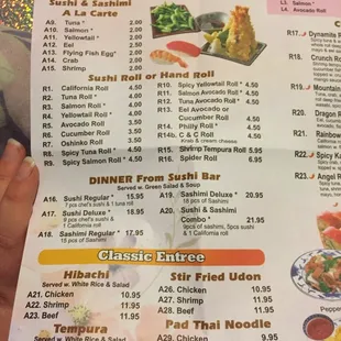 menu