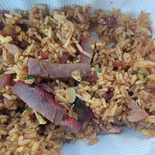 Pork is not supposed to be brown, t It should be white inside, red outside,  they are being cheap&amp;don't care about the customers they serve