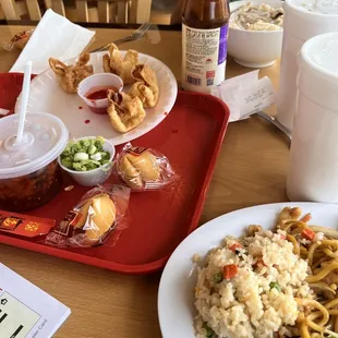 Kids pho  Fried rice Crab Rangoon