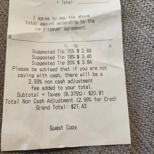 Check out the bottom if the receipt.