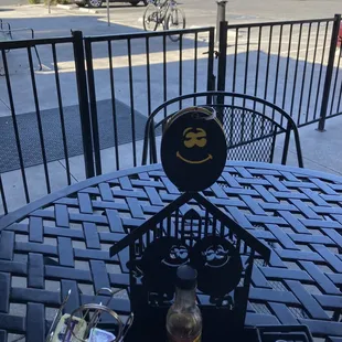 Patio seating to be able to watch my bike.