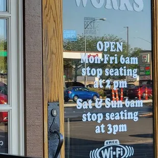 Hours of operation - 8/20/22